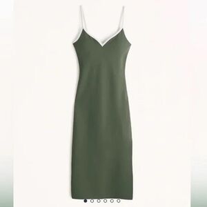 Abercrombie & Fitch Olive Green Notch-Neck Midi Dress